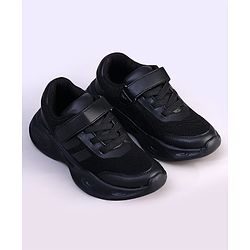 Pine Kids Velcro Closure Striped School Shoes - Black