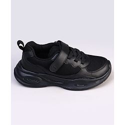 Pine Kids Velcro Closure Solid Color School Shoes - Black