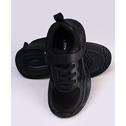 Pine Kids Velcro Closure Solid Color School Shoes - Black