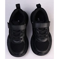 Pine Kids Velcro Closure Solid Color School Shoes - Black