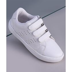 Pine Kids Velcro Closure Solid Color School School Shoes - White