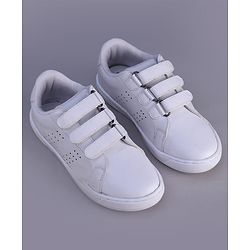 Pine Kids Velcro Closure Solid Color School School Shoes - White