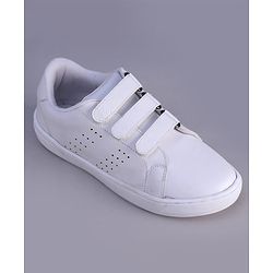 Pine Kids Velcro Closure Solid Color School School Shoes - White