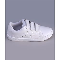 Pine Kids Velcro Closure Solid Color School School Shoes - White