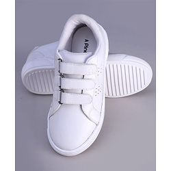 Pine Kids Velcro Closure Solid Color School School Shoes - White