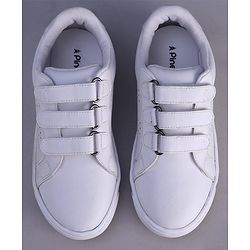 Pine Kids Velcro Closure Solid Color School School Shoes - White