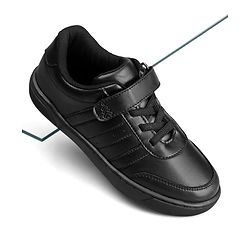 Pine Kids Velcro Closure Solid Color School Shoes - Black