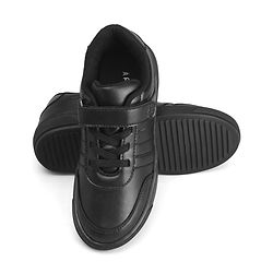 Pine Kids Velcro Closure Solid Color School Shoes - Black