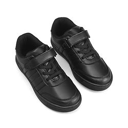Pine Kids Velcro Closure Solid Color School Shoes - Black