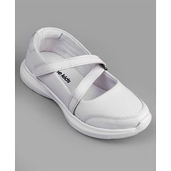 Pine Kids Velcro Closure Solid Coloured School Shoes - White