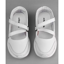 Pine Kids Velcro Closure Solid Coloured School Shoes - White