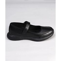 Pine Kids Velcro Closure Solid Color School Shoes - Black