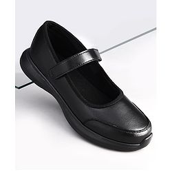 Pine Kids Velcro Closure Solid Color School Shoes - Black
