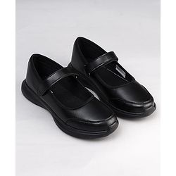 Pine Kids Velcro Closure Solid Color School Shoes - Black