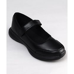 Pine Kids Velcro Closure Solid Color School Shoes - Black