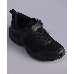 Pine Kids Velcro Closure Solid Color School Shoes - Black