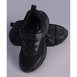 Pine Kids Velcro Closure Solid Color School Shoes - Black