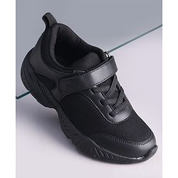 Pine Kids Velcro Closure Solid Color School Shoes - Black