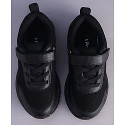 Pine Kids Velcro Closure Solid Color School Shoes - Black