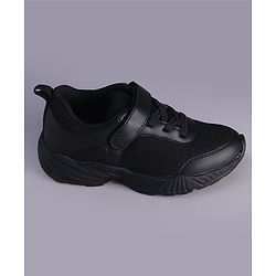 Pine Kids Velcro Closure Solid Color School Shoes - Black