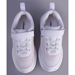 Pine Kids Velcro Closure Solid Color School Shoes - White