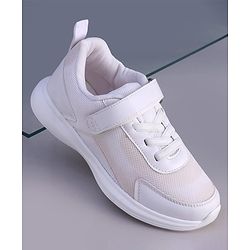 Pine Kids Velcro Closure Solid Color School Shoes - White
