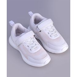 Pine Kids Velcro Closure Solid Color School Shoes - White