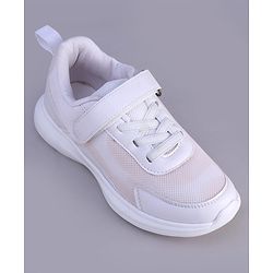 Pine Kids Velcro Closure Solid Color School Shoes - White