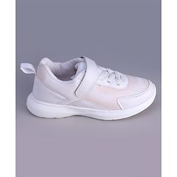 Pine Kids Velcro Closure Solid Color School Shoes - White