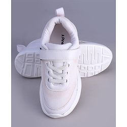 Pine Kids Velcro Closure Solid Color School Shoes - White