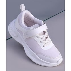Pine Kids Velcro Closure Solid Color School Shoes - White