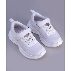 Pine Kids Velcro Closure Solid Color School Shoes - White