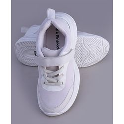 Pine Kids Velcro Closure Solid Color School Shoes - White