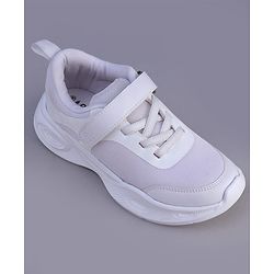 Pine Kids Velcro Closure Solid Color School Shoes - White