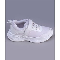 Pine Kids Velcro Closure Solid Color School Shoes - White