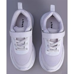 Pine Kids Velcro Closure Solid Color School Shoes - White