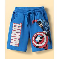Pine Kids Marvel Single Jersey Knit Half Sleeves T-Shirt & Shorts Set With Avengers Graphics & Badge Detailing - White