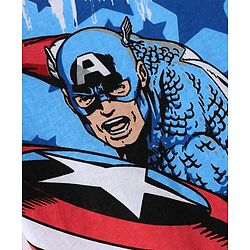 Pine Kids Marvel Single Jersey Knit Half Sleeves T-Shirt & Shorts Set With Avengers Graphics & Badge Detailing - White