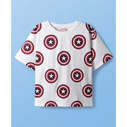 Pine Kids Marvel  Single Jersey Knit Half Sleeve Oversize Drop Shoulder T-Shirts with Avengers Graphics Pack of 3 - Red & White