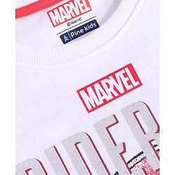 Pine Kids Marvel Light Weight Terry Knit Half Sleeves Oversize Drop Shoulder T-Shirt With Front And Back Spider Man Graphics - White