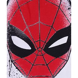 Pine Kids Marvel Light Weight Terry Knit Half Sleeves Oversize Drop Shoulder T-Shirt With Front And Back Spider Man Graphics - White