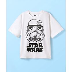 Pine Kids Lucas Single Jersey Knit Half Drop Shoulder Sleeves Oversized T-Shirt & Lounge Pant Set With Star Wars Graphics - White & Black