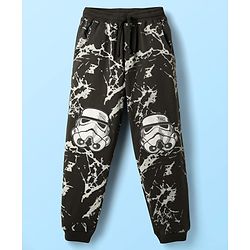 Pine Kids Lucas Single Jersey Knit Half Drop Shoulder Sleeves Oversized T-Shirt & Lounge Pant Set With Star Wars Graphics - White & Black