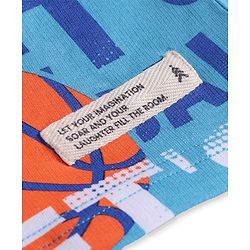 Pine Kids Looper Knit Knee Length Shorts with Basket Ball Print - Light Blue