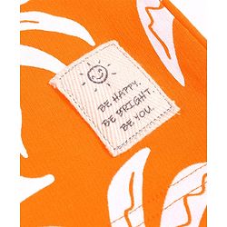 Pine Kids Looper Knit Knee Length Shorts with Beach Theme Print - Orange