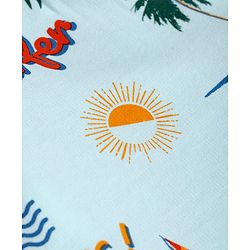 Pine Kids Looper Knit Above Knee Length Shorts with Beach Theme Print - Aqua Blue