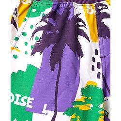 Pine Kids Looper Above Knee Length Shorts With Beach Theme Print - Yellow