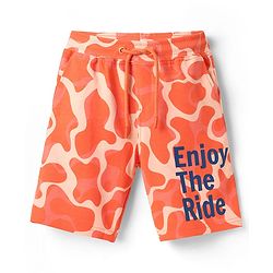 Pine Kids Looper Above Knee Length Shorts With Abstract Print - Orange