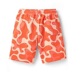 Pine Kids Looper Above Knee Length Shorts With Abstract Print - Orange