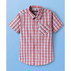Pine Kids Cotton Woven Half Sleeves Checks Shirt With T Shirt - Multicolour